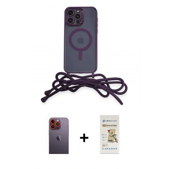 MARSİLYAN™- iPhone 12 Pro Max Kılıf Eksen Özel Seri - Siyah Mat Seramik Nano Ekran Koruyucu + Neon Fosforlu Kamera Lens - TU