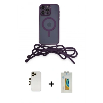 MARSİLYAN™- iPhone 12 Pro Max Kılıf Eksen Özel Seri - Siyah Polymer Nano Ekran Koruyucu + Shine Kamera Lens - GD