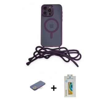 MARSİLYAN™- iPhone 12 Pro Max Kılıf Eksen Özel Seri - Siyah Polymer Nano Ekran Koruyucu + Renkli Kamera Lens Koruma Cam - PE