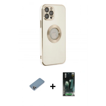 MARSİLYAN™- iPhone 12 Pro Max Kılıf İz Form Serisi - Şeffaf 360 Full Body Arka Koruyucu + Shine Kamera Lens Koruma Cam - GI