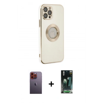 MARSİLYAN™- iPhone 12 Pro Max Kılıf İz Form Serisi - Şeffaf 360 Full Body Arka Koruyucu + Neon Fosforlu Kamera Lens - TU