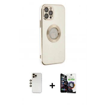 MARSİLYAN™- iPhone 12 Pro Max Kılıf İz Form Serisi - Şeffaf Temperli Cam Ekran Koruyucu + Shine Kamera Lens - GD