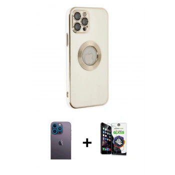 MARSİLYAN™- iPhone 12 Pro Max Kılıf İz Form Serisi - Şeffaf Temperli Cam Ekran Koruyucu + Neon Fosforlu Kamera Lens - MI