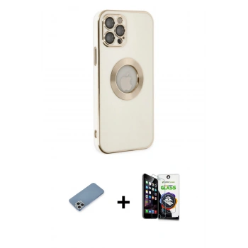 MARSİLYAN™- iPhone 12 Pro Max Kılıf İz Form Serisi - Şeffaf Temperli Cam Ekran Koruyucu + Shine Kamera Lens Koruma Cam - GS