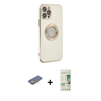 MARSİLYAN™- iPhone 12 Pro Max Kılıf İz Form Serisi - Siyah 20D Premium Cam Ekran Koruyucu + Renkli Kamera Lens Koruma Cam - SI