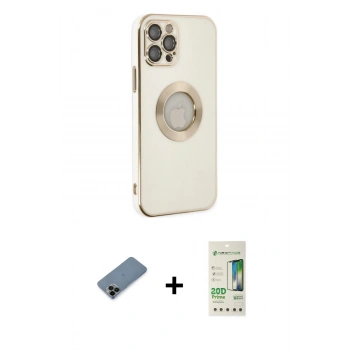 MARSİLYAN™- iPhone 12 Pro Max Kılıf İz Form Serisi - Siyah 20D Premium Cam Ekran Koruyucu + Shine Kamera Lens Koruma Cam - SH