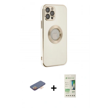 MARSİLYAN™- iPhone 12 Pro Max Kılıf İz Form Serisi - Siyah 20D Premium Cam Ekran Koruyucu + Renkli Kamera Lens Koruma Cam - TU