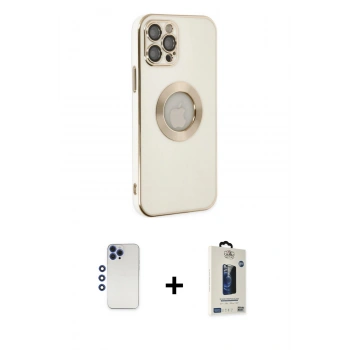 MARSİLYAN™- iPhone 12 Pro Max Kılıf İz Form Serisi - Siyah Bilvis Hayalet Cam Ekran Koruyucu + Shine Kamera Lens - LT