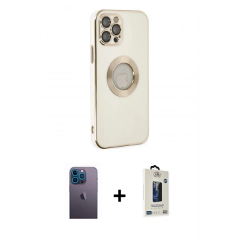 MARSİLYAN™- iPhone 12 Pro Max Kılıf İz Form Serisi - Siyah Bilvis Hayalet Cam Ekran Koruyucu + Neon Fosforlu Kamera Lens - MI