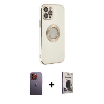 MARSİLYAN™- iPhone 12 Pro Max Kılıf İz Form Serisi - Siyah Bilvis Hayalet Cam Ekran Koruyucu + Neon Fosforlu Kamera Lens - TU