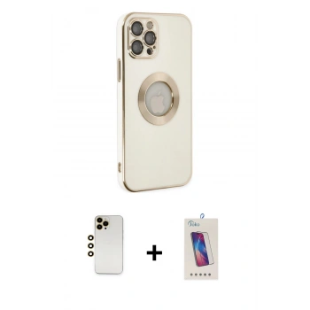 MARSİLYAN™- iPhone 12 Pro Max Kılıf İz Form Serisi - Siyah Joko 5D Cam + Shine Kamera Lens - GD
