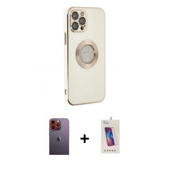 MARSİLYAN™- iPhone 12 Pro Max Kılıf İz Form Serisi - Siyah Joko 5D Cam + Neon Fosforlu Kamera Lens - TU