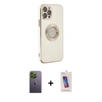 MARSİLYAN™- iPhone 12 Pro Max Kılıf İz Form Serisi - Siyah Joko 5D Cam + Neon Fosforlu Kamera Lens - YL