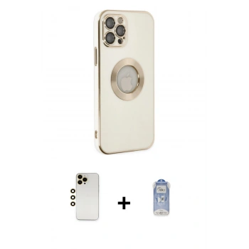 MARSİLYAN™- iPhone 12 Pro Max Kılıf İz Form Serisi - Siyah Joko Magic 5D Cam + Shine Kamera Lens - GD