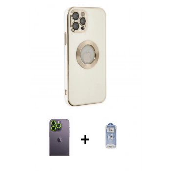 MARSİLYAN™- iPhone 12 Pro Max Kılıf İz Form Serisi - Siyah Joko Magic 5D Cam + Neon Fosforlu Kamera Lens - YL