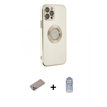 MARSİLYAN™- iPhone 12 Pro Max Kılıf İz Form Serisi - Siyah Joko Magic 5D Cam + Shine Kamera Lens Koruma Cam - SABE