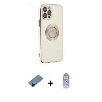 MARSİLYAN™- iPhone 12 Pro Max Kılıf İz Form Serisi - Siyah Joko Magic 5D Cam + Shine Kamera Lens Koruma Cam - SH