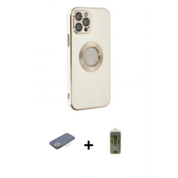 MARSİLYAN™- iPhone 12 Pro Max Kılıf İz Form Serisi - Siyah Joko Magic 5D Hayalet Cam + Renkli Kamera Lens Koruma Cam - SI