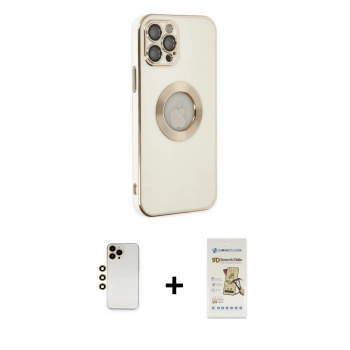 MARSİLYAN™- iPhone 12 Pro Max Kılıf İz Form Serisi - Siyah Mat Seramik Nano Ekran Koruyucu + Shine Kamera Lens - GD