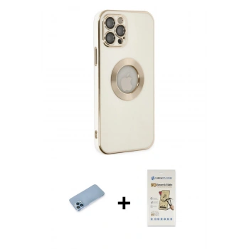 MARSİLYAN™- iPhone 12 Pro Max Kılıf İz Form Serisi - Siyah Mat Seramik Nano Ekran Koruyucu + Shine Kamera Lens Koruma Cam - MI