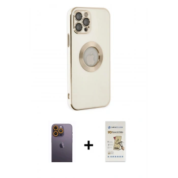 MARSİLYAN™- iPhone 12 Pro Max Kılıf İz Form Serisi - Siyah Mat Seramik Nano Ekran Koruyucu + Neon Fosforlu Kamera Lens - SI