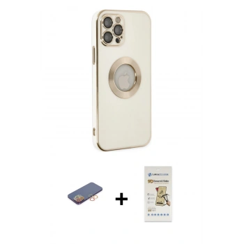 MARSİLYAN™- iPhone 12 Pro Max Kılıf İz Form Serisi - Siyah Mat Seramik Nano Ekran Koruyucu + Renkli Kamera Lens Koruma Cam - TU