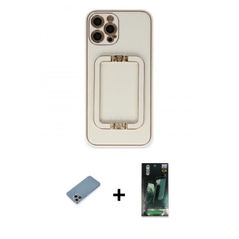 MARSİLYAN™- iPhone 12 Pro Max Kılıf Kozmos Minimal Prime - Şeffaf 360 Full Body Arka Koruyucu + Shine Kamera Lens Koruma Cam - GI
