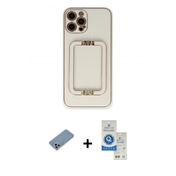 MARSİLYAN™- iPhone 12 Pro Max Kılıf Kozmos Minimal Prime - Şeffaf Royal Nano Ekran Koruyucu + Shine Kamera Lens Koruma Cam - GI