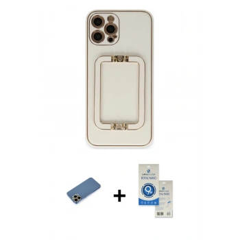 MARSİLYAN™- iPhone 12 Pro Max Kılıf Kozmos Minimal Prime - Şeffaf Royal Nano Ekran Koruyucu + Shine Kamera Lens Koruma Cam - GD