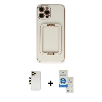 MARSİLYAN™- iPhone 12 Pro Max Kılıf Kozmos Minimal Prime - Şeffaf Royal Nano Ekran Koruyucu + Shine Kamera Lens - GD