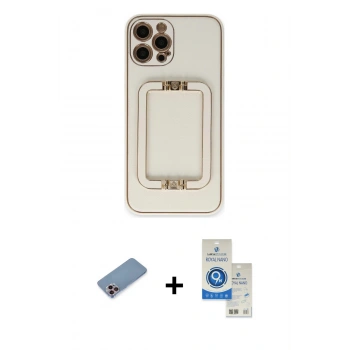 MARSİLYAN™- iPhone 12 Pro Max Kılıf Kozmos Minimal Prime - Şeffaf Royal Nano Ekran Koruyucu + Shine Kamera Lens Koruma Cam - PE