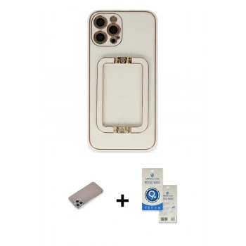 MARSİLYAN™- iPhone 12 Pro Max Kılıf Kozmos Minimal Prime - Şeffaf Royal Nano Ekran Koruyucu + Shine Kamera Lens Koruma Cam - SABE