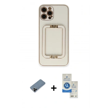 MARSİLYAN™- iPhone 12 Pro Max Kılıf Kozmos Minimal Prime - Şeffaf Royal Nano Ekran Koruyucu + Shine Kamera Lens Koruma Cam - SH