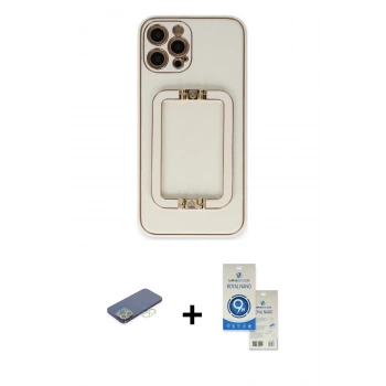MARSİLYAN™- iPhone 12 Pro Max Kılıf Kozmos Minimal Prime - Şeffaf Royal Nano Ekran Koruyucu + Renkli Kamera Lens Koruma Cam - YL