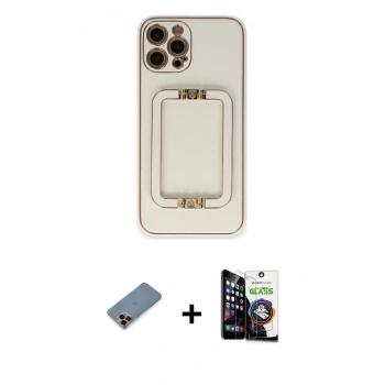 MARSİLYAN™- iPhone 12 Pro Max Kılıf Kozmos Minimal Prime - Şeffaf Temperli Cam Ekran Koruyucu + Metal Kamera Lens Koruma Cam - KI