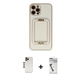 MARSİLYAN™- iPhone 12 Pro Max Kılıf Kozmos Minimal Prime - Şeffaf Uv Polymer Nano Ekran Koruyucu + Shine Kamera Lens - GD