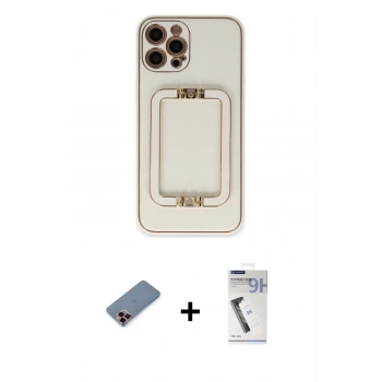 MARSİLYAN™- iPhone 12 Pro Max Kılıf Kozmos Minimal Prime - Şeffaf Uv Polymer Nano Ekran Koruyucu + Metal Kamera Lens Koruma Cam - KI