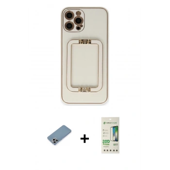 MARSİLYAN™- iPhone 12 Pro Max Kılıf Kozmos Minimal Prime - Siyah 20D Premium Cam Ekran Koruyucu + Shine Kamera Lens Koruma Cam - GI