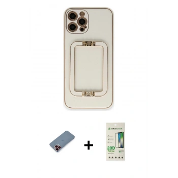MARSİLYAN™- iPhone 12 Pro Max Kılıf Kozmos Minimal Prime - Siyah 20D Premium Cam Ekran Koruyucu + Metal Kamera Lens Koruma Cam - KI