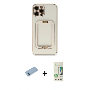 MARSİLYAN™- iPhone 12 Pro Max Kılıf Kozmos Minimal Prime - Siyah 20D Premium Cam Ekran Koruyucu + Shine Kamera Lens Koruma Cam - MI