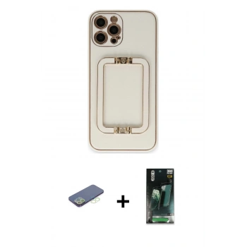 MARSİLYAN™- iPhone 12 Pro Max Kılıf Kozmos Minimal Prime - Siyah 360 Mat Full Body Arka Koruyucu + Renkli Kamera Lens Koruma Cam - YL