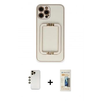 MARSİLYAN™- iPhone 12 Pro Max Kılıf Kozmos Minimal Prime - Siyah 6D Mat Seramik Hayalet Nano Ekran Koruyucu + Shine Kamera Lens - GD