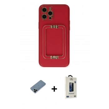 MARSİLYAN™- iPhone 12 Pro Max Kılıf Kozmos Minimal Prime - Siyah Bilvis Hayalet Cam Ekran Koruyucu + Shine Kamera Lens Koruma Cam - SH