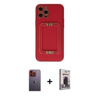 MARSİLYAN™- iPhone 12 Pro Max Kılıf Kozmos Minimal Prime - Siyah Bilvis Hayalet Cam Ekran Koruyucu + Neon Fosforlu Kamera Lens - TU
