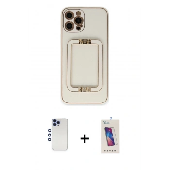 MARSİLYAN™- iPhone 12 Pro Max Kılıf Kozmos Minimal Prime - Siyah Joko 5D Cam + Shine Kamera Lens - LT