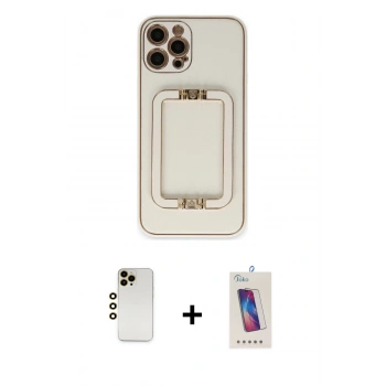 MARSİLYAN™- iPhone 12 Pro Max Kılıf Kozmos Minimal Prime - Siyah Joko 5D Cam + Shine Kamera Lens - GD