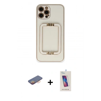 MARSİLYAN™- iPhone 12 Pro Max Kılıf Kozmos Minimal Prime - Siyah Joko 5D Cam + Renkli Kamera Lens Koruma Cam - TU