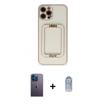 MARSİLYAN™- iPhone 12 Pro Max Kılıf Kozmos Minimal Prime - Siyah Joko Magic 5D Cam + Neon Fosforlu Kamera Lens - MI