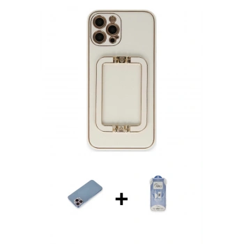 MARSİLYAN™- iPhone 12 Pro Max Kılıf Kozmos Minimal Prime - Siyah Joko Magic 5D Cam + Shine Kamera Lens Koruma Cam - PE