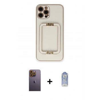 MARSİLYAN™- iPhone 12 Pro Max Kılıf Kozmos Minimal Prime - Siyah Joko Magic 5D Cam + Neon Fosforlu Kamera Lens - SI
